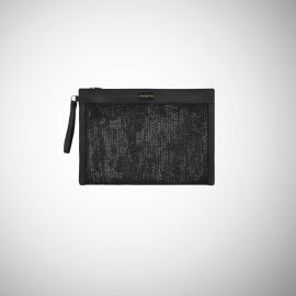 Pochette Frasette in pelle intrecciata nera L