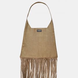 W Bag Frasette in pelle glitter bronzo con frange M 