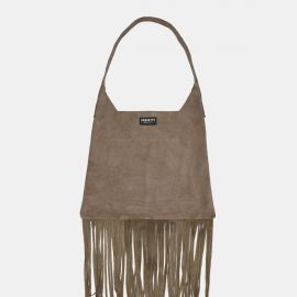 W Bag Frasette in pelle scamosciata bronzo con frange M 