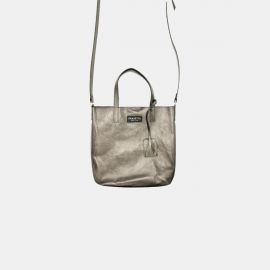 Sack Bag Frasette in pelle glitter platino S