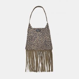 W Bag Frasette in pelle oro maculata con frange S 