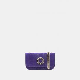 Mini bag Frasette in pelle scamosciata viola stampa glitter TU