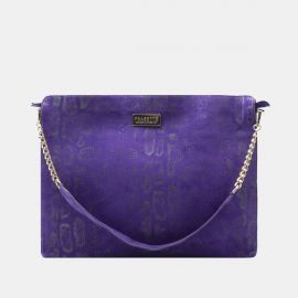 Work Bag Frasette in pelle viola stampa glitter TU