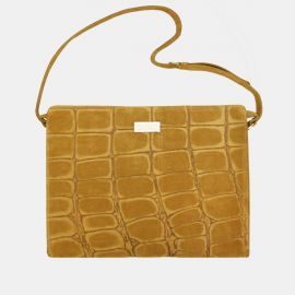 Work Bag Frasette in pelle scamosciata senape stampa cocco TU