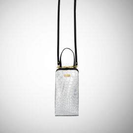 Porta cellulare Frasette in pelle argento stampa cocco PC